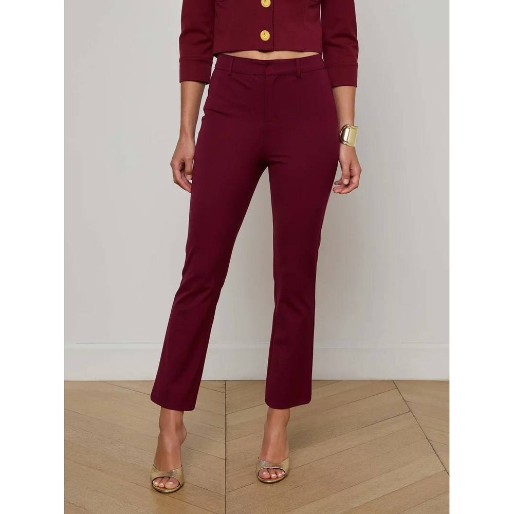 L'AGENCE Ketra Baby Boot Trouser Black Cherry Burgundy Size 2 NWT MSRP $395